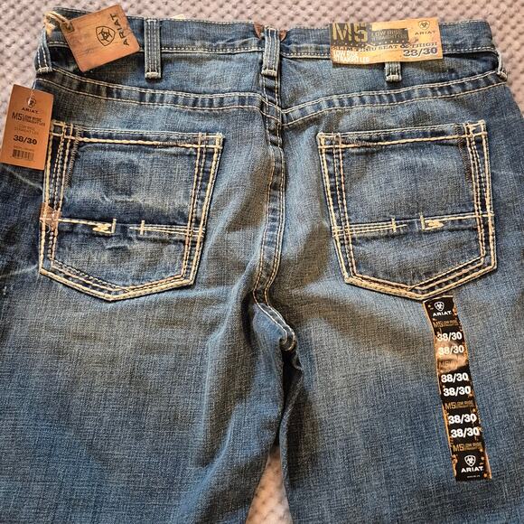 Ariat Denim M5 Gulch Straight Leg Jeans Men 38 Stretch Blue Western Workwear - Picture 3 of 12